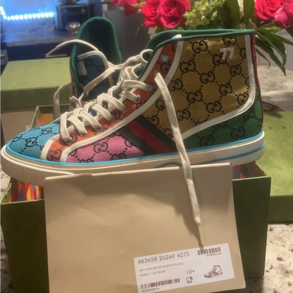 GUCCI Tennis 1977 Multi Color GG Canvas High Size 11 - Picture 6 of 7
